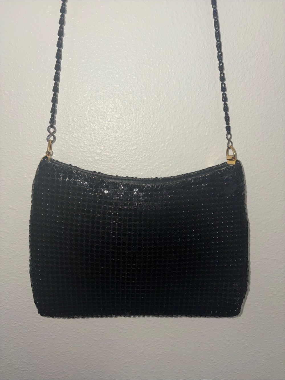 Black Sequin Chain Shoulder Bag - Classic Evening Clutch